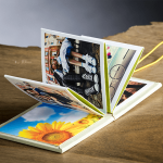 Minibook, mini album a fisarmonica stampato in fine art su carta cotone e rivestito a mano in tela