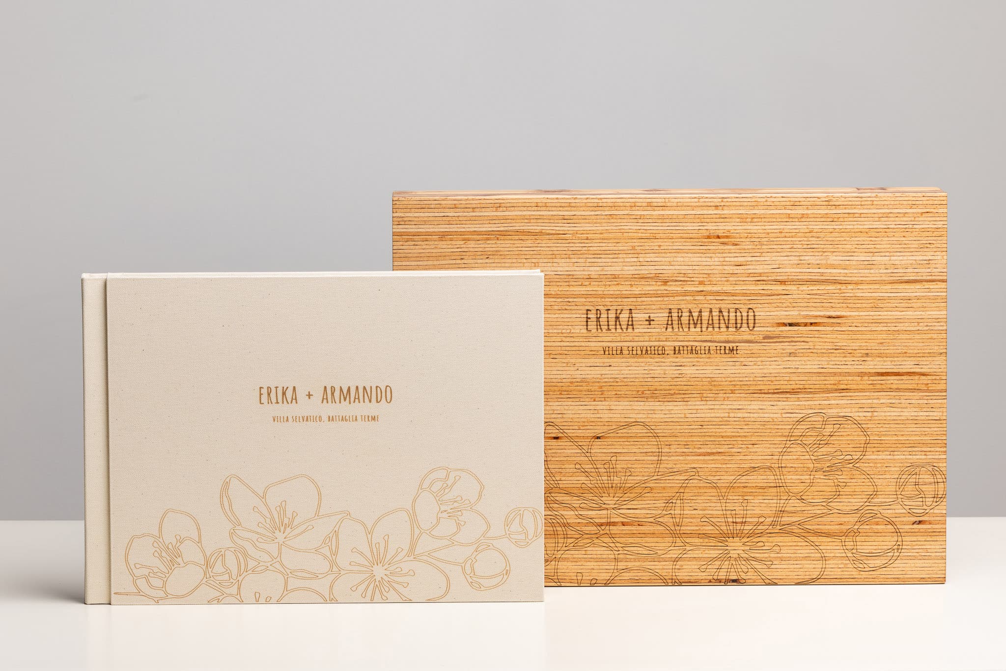 Album Wedding Personalizzato Essenza Lino White con Scatola Baubuche